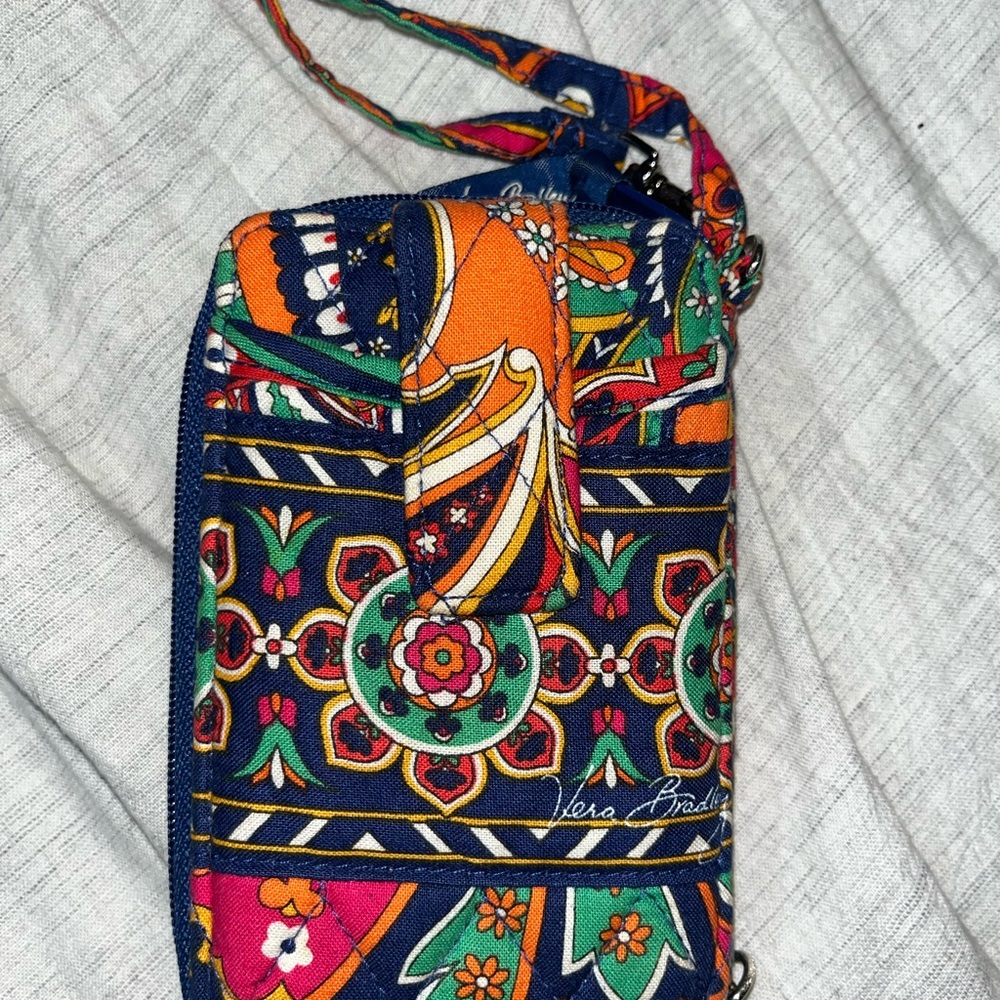 Vera Bradley Marrakesh Quilted Cotton Zip‎ Around Wristlet Wallet Navy Multi - Picture 4 of 6